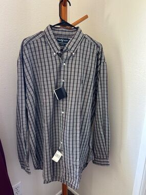 Ralph Lauren Brown and Gray Plaid Button-Down Shirt